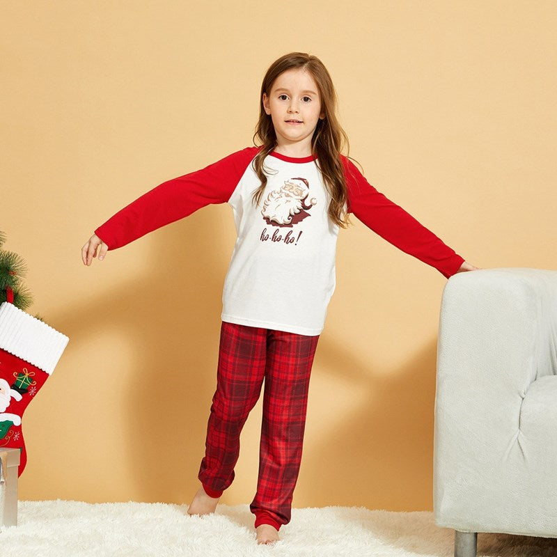 Christmas Family Matching Sleepwear Pajamas Sets Hohoho Santa Claus Top and Red Plaids Pants 10