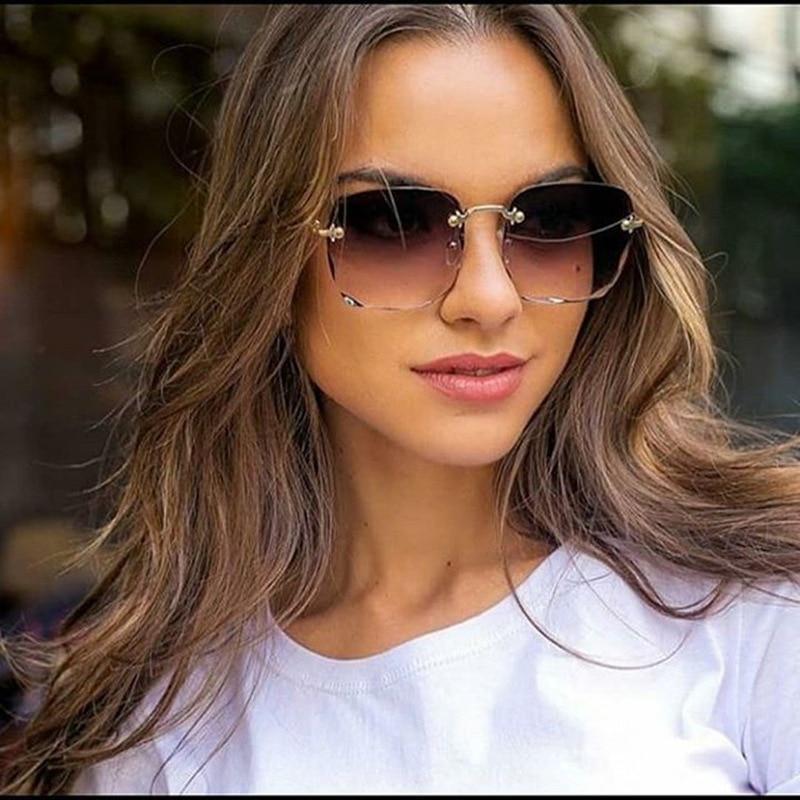 Women Square Frameless Sunglasses