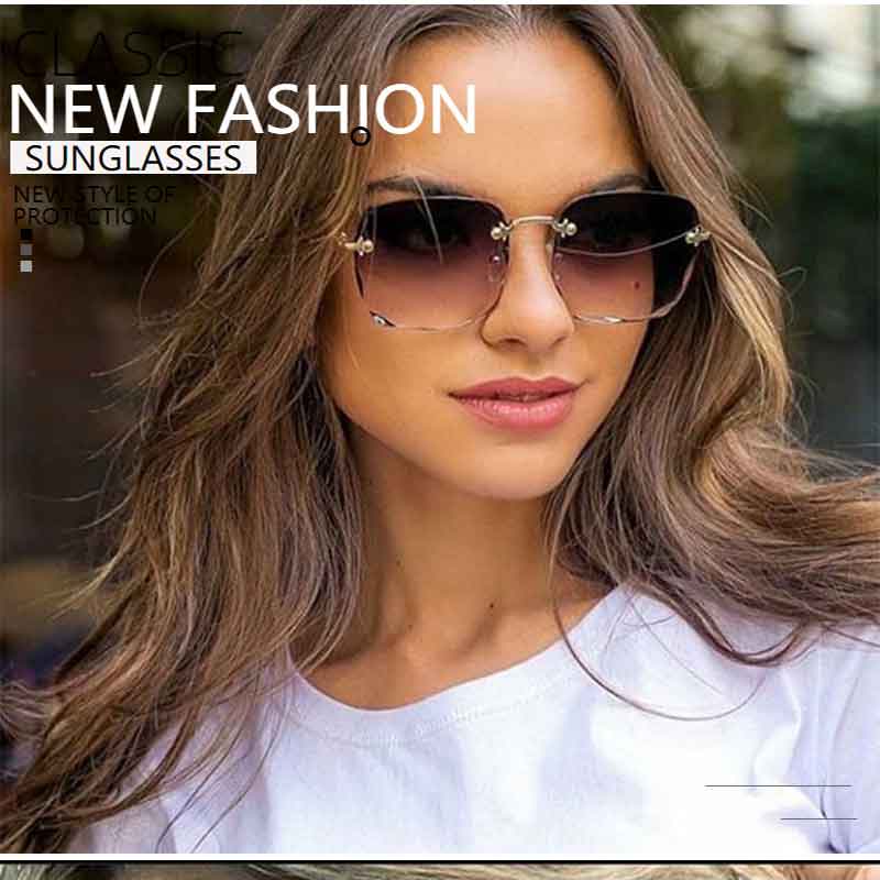 Women Square Frameless Sunglasses