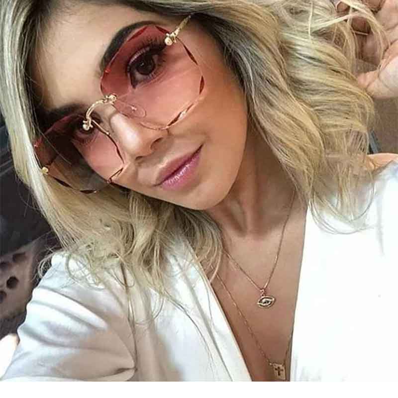 Women Square Frameless Sunglasses