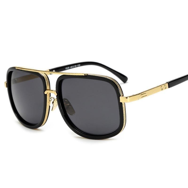 Men's Polarized Sunglasses Big Square Frame Luxury UV400 Retro Sunglasses